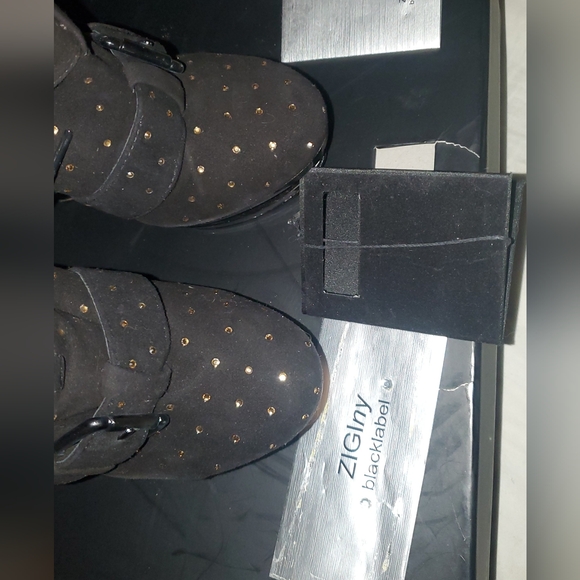 Ziginy Black Label leather rhinestone Studded Embellished Wedged Platforms sz 7 - Picture 3 of 12